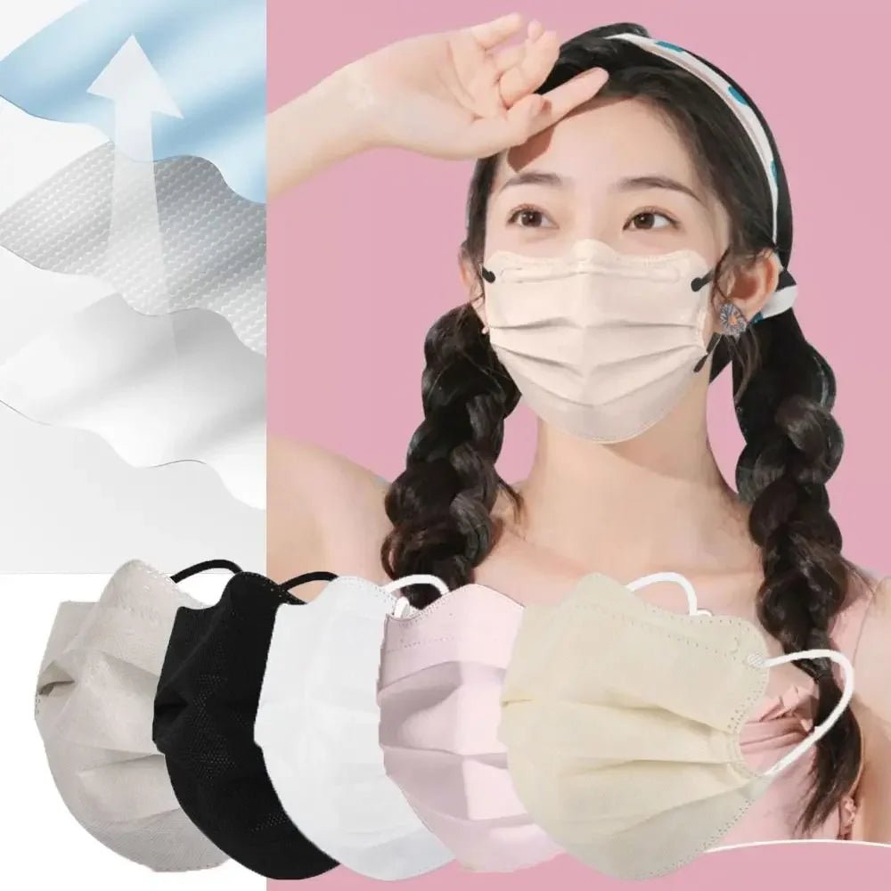 50pcs Butterfly Shaped Design Disposable Face Mask Breathable 3layer Morandi Color Protective Face Cover V - face Anti Dust Mask - BACKUPMYFILESNOW