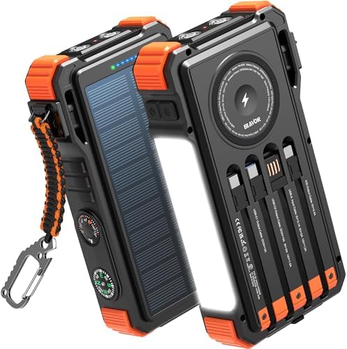 BLAVOR solar power bank 20000mAh with wireless charging for phones and Apple Watch, portable satellite internet kit, outdoor use