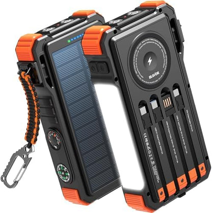 BLAVOR solar power bank 20000mAh with wireless charging for phones and Apple Watch, portable satellite internet kit, outdoor use