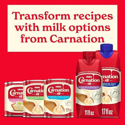 Carnation Lactose-Free Evaporated Milk 8-pack, canned dairy product with label, ideal for lactose-sensitive cooking and baking