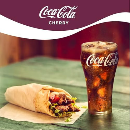 12-pack of Coca-Cola Cherry Soda cans, 12 fl oz each, featuring red cans with cherry flavor branding and classic Coca-Cola logo.