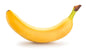 Fresh organic banana from the brand Fresh Produce, showing a ripe yellow banana on a white background.