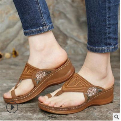 Embroidered Flower Sandals and Breathable Slippers