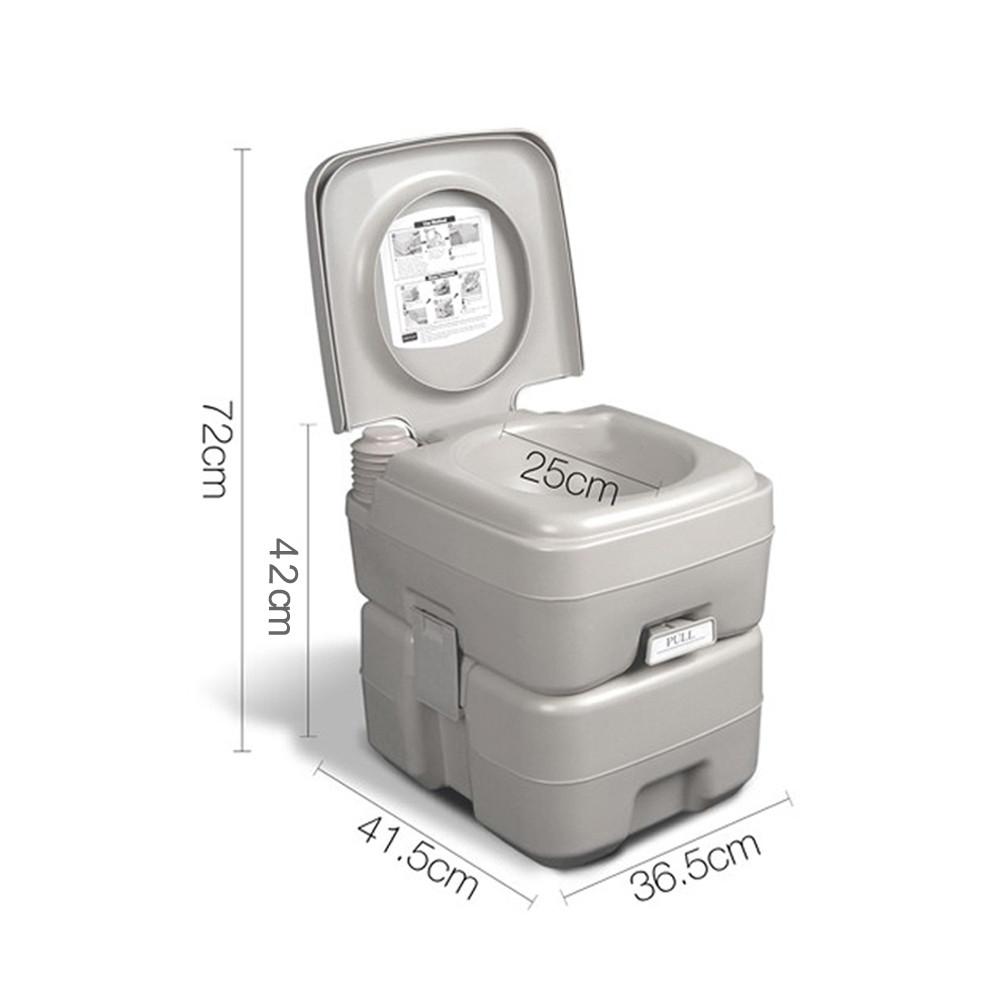20L portable camping toilet with compact lidded design for outdoor use