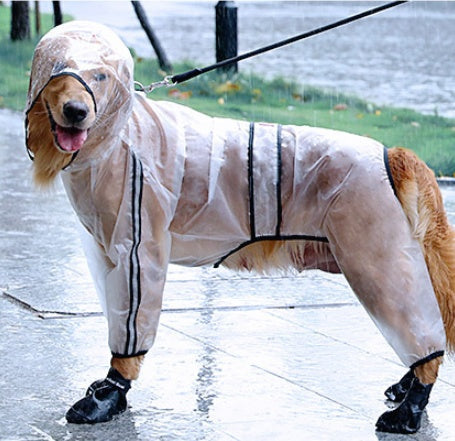 Waterproof raincoat for large dogs, lightweight hooded design in black and yellow