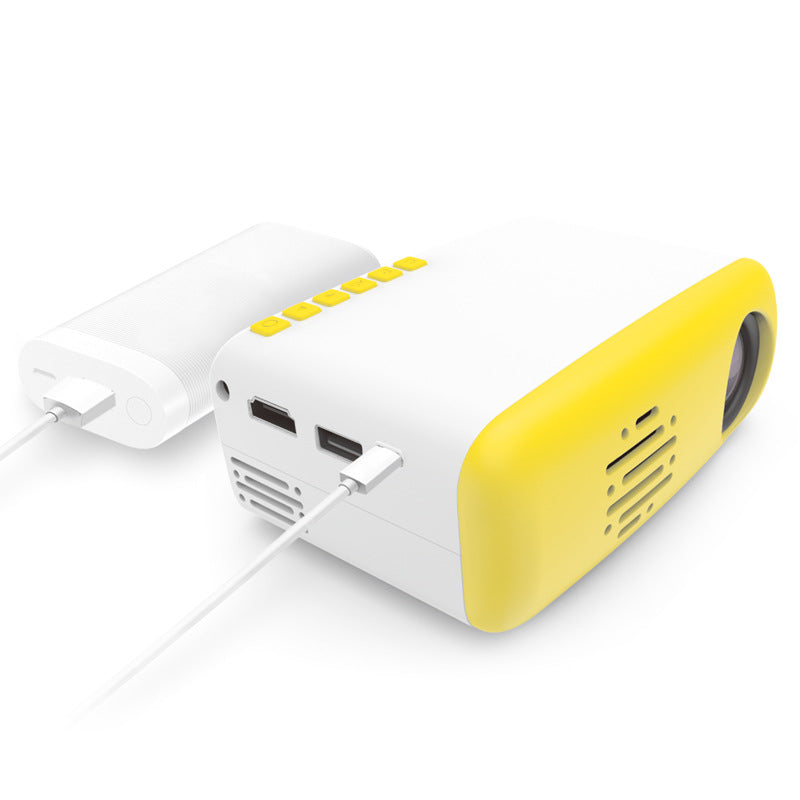 Miniature HD mini projector, compact design with lens and control buttons