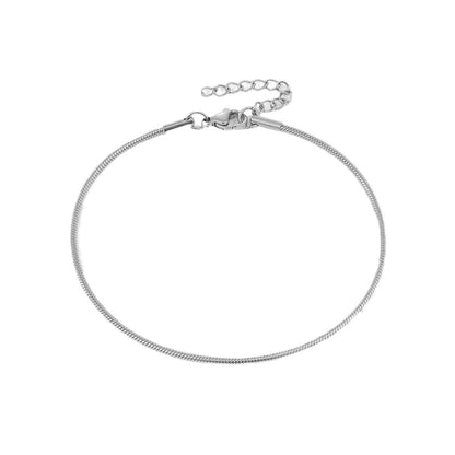 Women's fashion stainless steel anklets, silver-tone chain design displayed on a white background