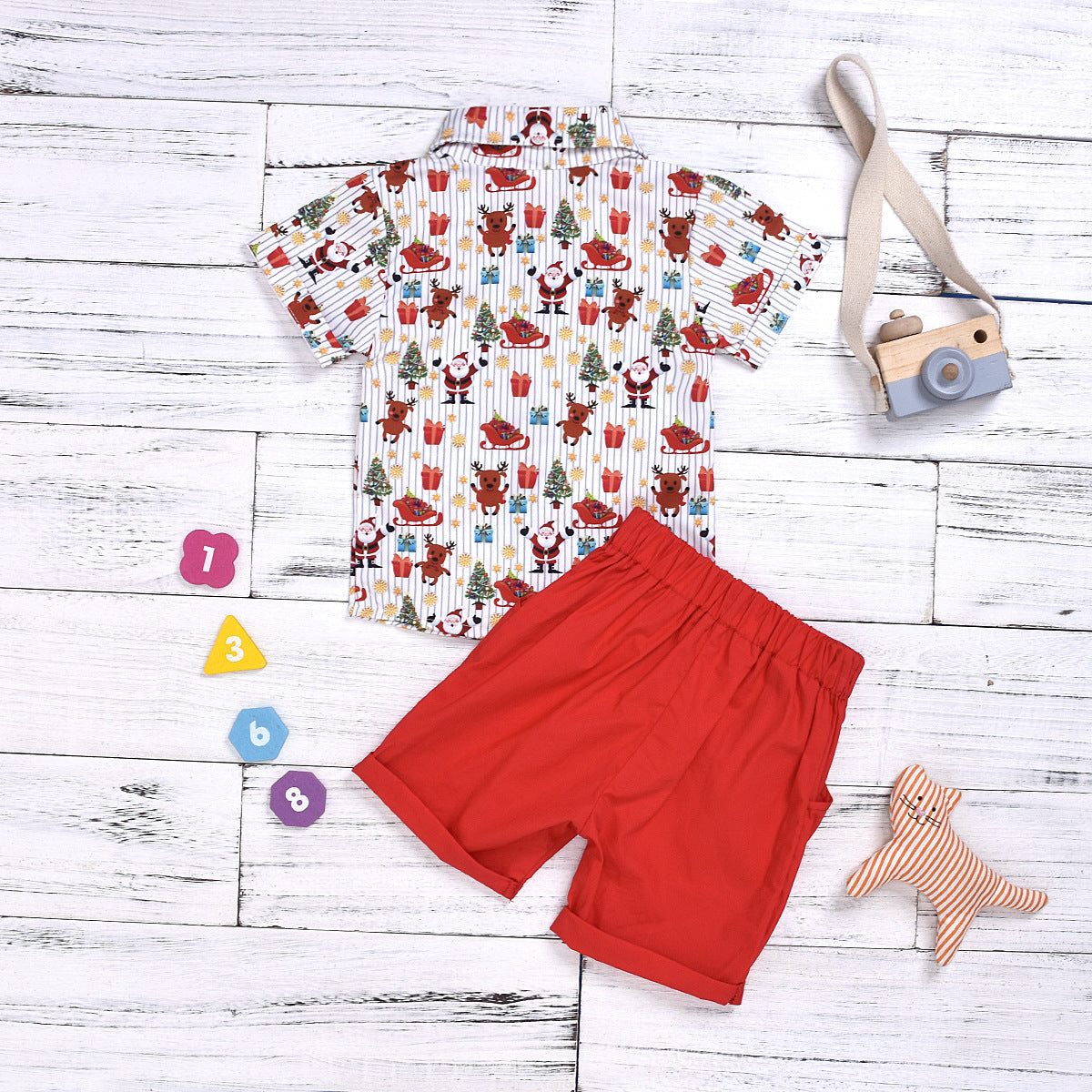 Boy clothing set with bow and Christmas print by My Store