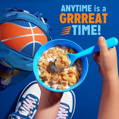 Kellogg's Frosted Flakes original giant size cold breakfast cereal box with frosted corn flakes in a bowl.