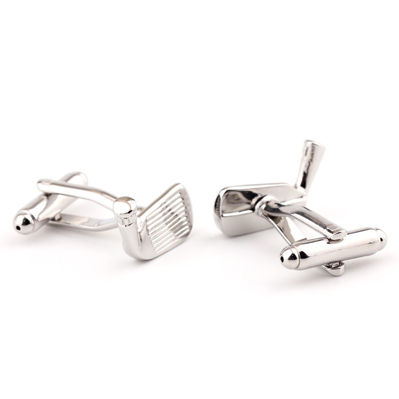 Golf racket shape plain metal French shirt men's cufflinksцәажә