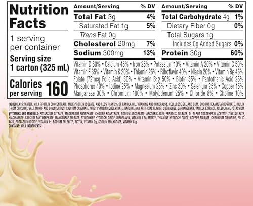 BOOST Glucose Control Max protein drink in Very Vanilla flavor, 11 oz bottles, pack of 24, with nutritional information visible.