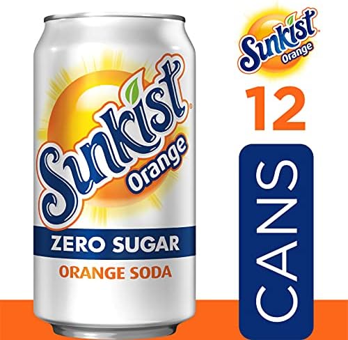 12-pack of Dr Pepper Sunkist Zero Sugar Orange Soda cans, 12 fl oz each, featuring bright orange design and refreshing citrus flavor.