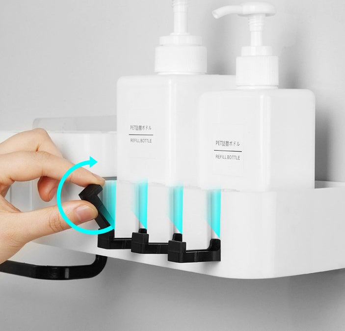 Multifunctional bathroom shelf with wall-mounted design and storage compartments