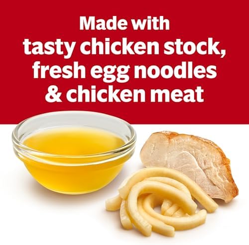 Four 10.75 oz cans of Campbell's Condensed Chicken Noodle Soup, packaged in a clear plastic wrap.