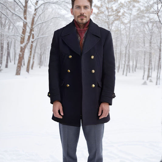 Men's Long-Sleeve British-Style Fashionable Wool Coat