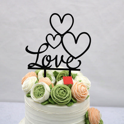 LOVE wedding party acrylic cake insert topper with clear decorative lettering