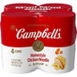 Four 10.75 oz cans of Campbell’s Condensed Chicken Noodle Soup, packaged in a clear plastic wrap, showing labels with chicken and noodles.