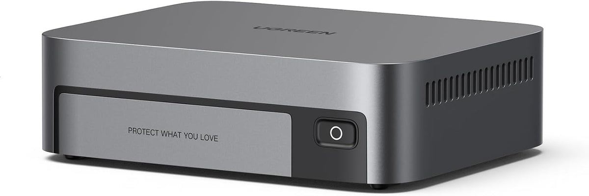 UGREEN DXP4800 Plus 4-bay NAS device for families, creators, and small teams, showing front view with multiple drive bays