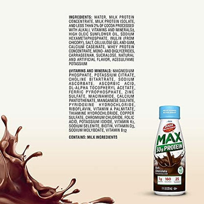 BOOST Glucose Control Max protein nutritional drinks in rich chocolate and vanilla flavors, 12-pack bottles with 30g protein each.
