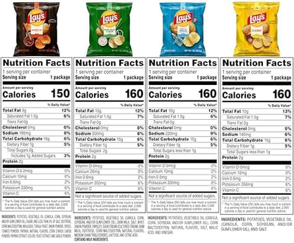 Assorted Lay's potato chips 4-flavor variety pack with 1 oz single-serve bags, 40-pack for snack enjoyment