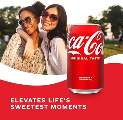 Coca-Cola soda soft drink fridge pack with 12 cans of 12 fl oz each, featuring red Coca-Cola branding on aluminum cans.