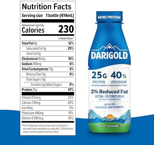 Darigold FIT high protein milk 2% in 14oz bottles, low fat, lactose free with 25g protein and 40% less sugar.