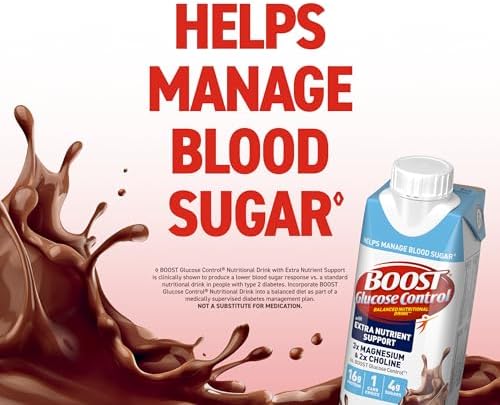 BOOST Glucose Control protein drink with rich chocolate flavor in 8 oz bottles, pack of 48, for nutritional support and energy.