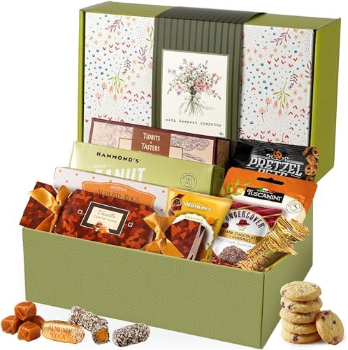 Broadway Basketeers sympathy snack gift box with assorted comforting treats in a care package for condolences.