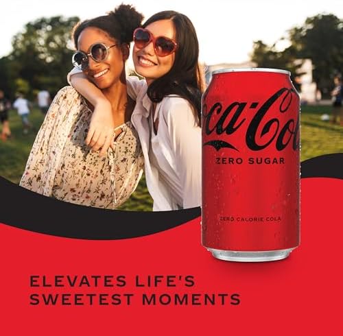 Coca-Cola Zero Sugar diet soda soft drink cans in a 12-pack, 12 fl oz each, displayed in a fridge pack with red branding