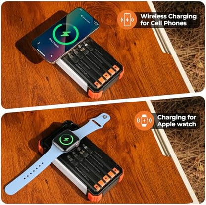 BLAVOR Solar Power Bank 20000mAh with wireless charging for phones and Apple Watch, portable satellite internet kit for outdoor use