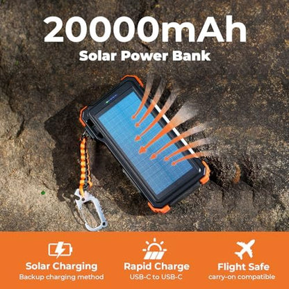 BLAVOR Solar Power Bank 20000mAh portable satellite internet kit with wireless charger for phones and Apple Watch, outdoor use