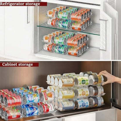 Attelite 3-tier rolling can organizer for pantry storage, featuring adjustable shelves and sturdy wheels for easy access.