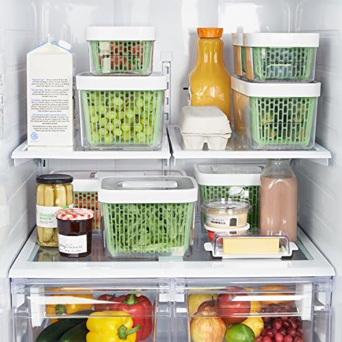 Large white OXO Good Grips GreenSaver produce storage container for fresh fruits and vegetables.