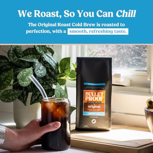 Bulletproof Original Cold Brew Coffee ground medium roast in 12 oz bag, coarse ground for smooth cold brew brewing.