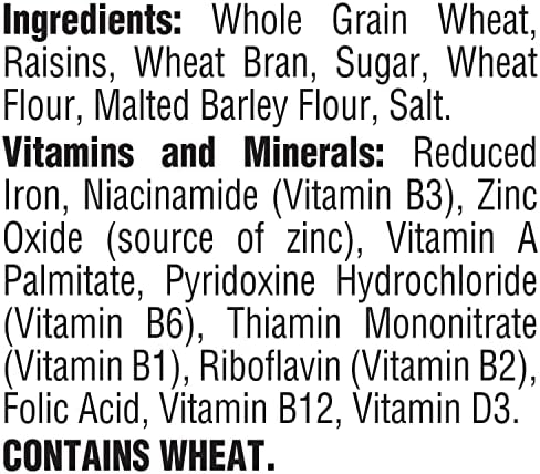Post Raisin Bran cereal box with whole grain wheat and bran flakes, featuring raisins on the front.