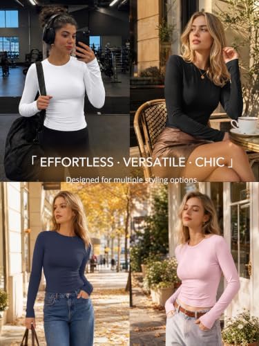 Trendy Queen women's long sleeve T-shirt in fall fashion, basic Y2K style with a trendy, casual look.