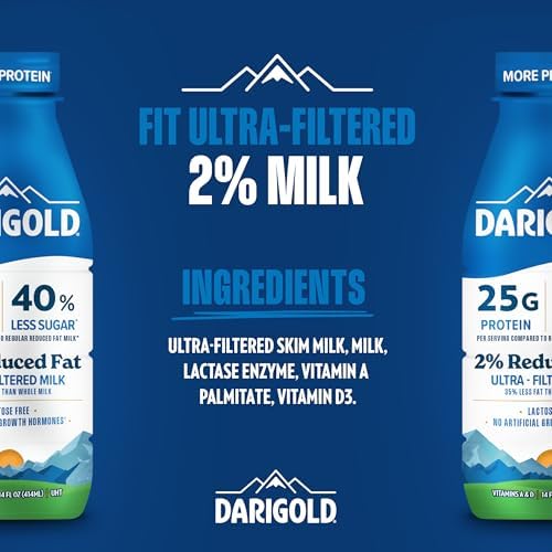 Darigold FIT High Protein Milk 2% in 14oz bottles, low fat, lactose free, 25g protein, 40% less sugar, 12-pack
