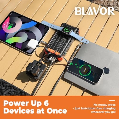 BLAVOR Solar Power Bank 20000mAh with wireless charger for phones and Apple Watch, portable satellite internet kit, outdoor power solution