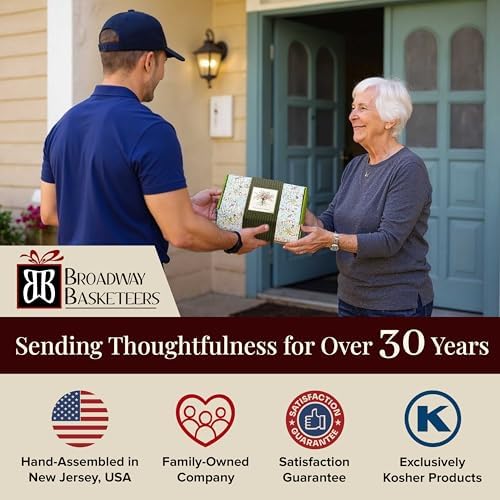 Broadway Basketeers sympathy snack gift box with assorted comforting treats and condolence care package for expressing sympathy