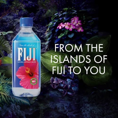 BackUPMYFILESNOW® FIJI natural artesian bottled water 500 mL bottles, pack of 6, with clear labels and transparent bottles.