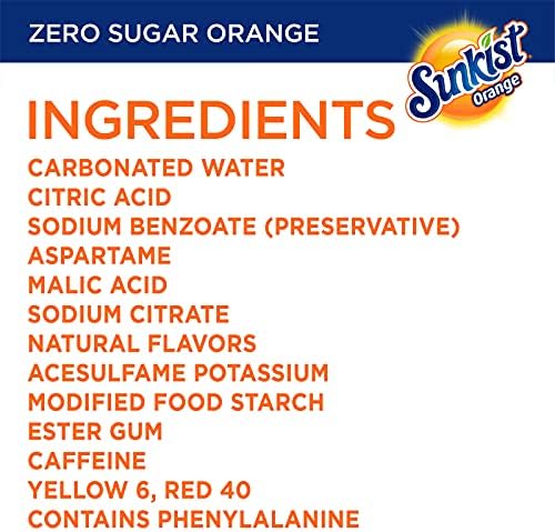 12-pack of Dr Pepper Sunkist Zero Sugar Orange Soda cans, 12 fl oz each, featuring bright orange branding and crisp citrus flavor.