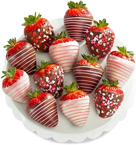 A Gift Inside chocolate-covered strawberries gift box with 12 fresh dipped berries, perfect for birthdays, thank you, or anniversaries