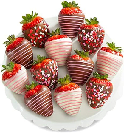 A Gift Inside chocolate-covered strawberries gift box with 12 fresh dipped berries, perfect for birthdays, thank you, or anniversaries