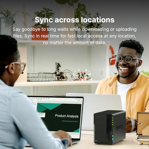 Synology DS223 2-bay diskless NAS for home and office backup, file sharing, data protection, and network storage.