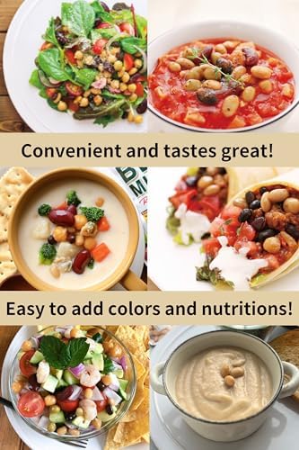 Eat More Beans organic fully cooked super bean mix in 5oz packs, ready to eat, showing colorful bean variety in a bowl.