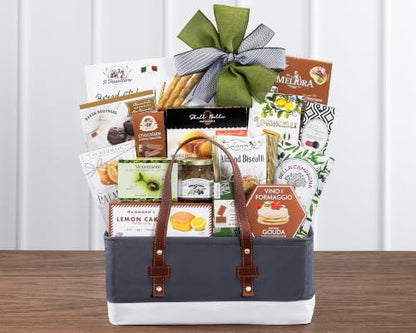 Wine Country Gift Baskets The Connoisseur gourmet gift basket with assorted snacks, perfect for families, students, or celebrations.