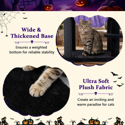 GBruno Store Gothic multi-level cat tree with spider toy, hammock, and multiple platforms for climbing and lounging.