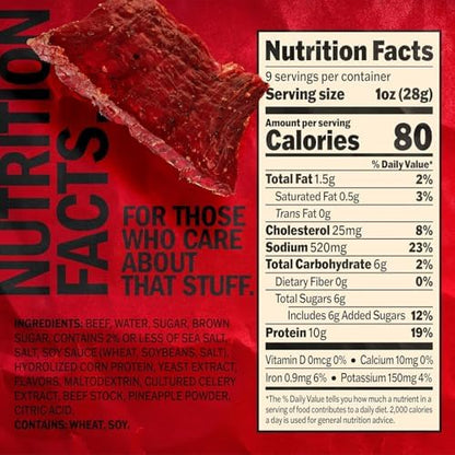 Jack Link's Original Beef Jerky Multipack, 2-pack, 9 oz total, featuring packaged beef jerky slices in clear bags.