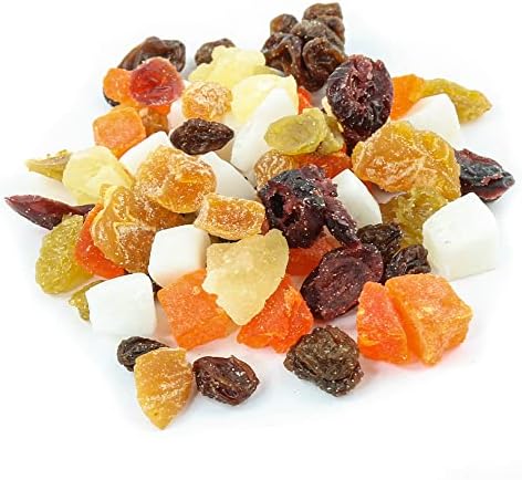 Oregon Farm Fresh Snacks dried fruit mix with cranberries, coconut, and mango in a 24 oz bag, colorful dried fruit pieces.