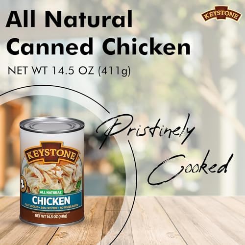 Keystone Meats variety pack with 24 cans of fully cooked canned meats including beef, chicken, turkey, and pork.